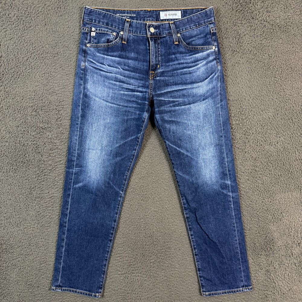 AG Adriano Goldschmied Jeans Womens 28R Blue Ex Boyfriend Slim Crop Dark Wash